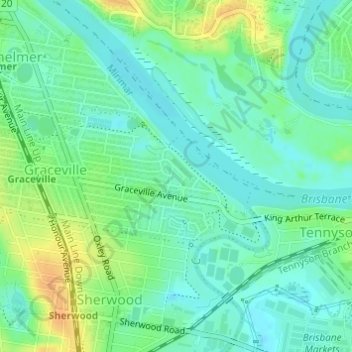 Giraween Park topographic map, elevation, terrain