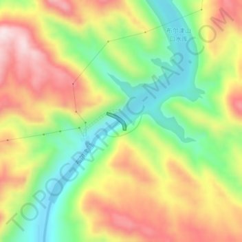 布尔津山口水利枢纽 topographic map, elevation, terrain