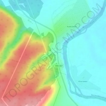 Кургазак topographic map, elevation, terrain