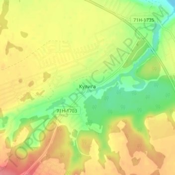 Кулига topographic map, elevation, terrain