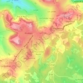 Tour dite de Chavagnac topographic map, elevation, terrain