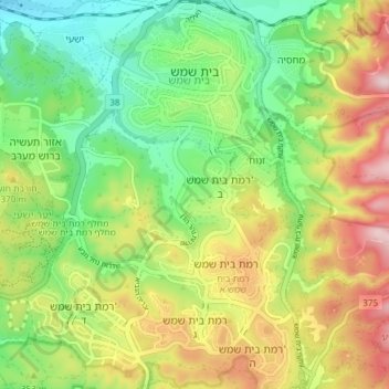 Bet Shemesh topographic map, elevation, terrain