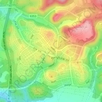 Harish topographic map, elevation, terrain