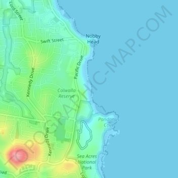 Shelly Beach topographic map, elevation, terrain