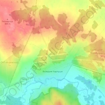 Большие Харлуши topographic map, elevation, terrain