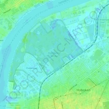 Hobokense Polder topographic map, elevation, terrain