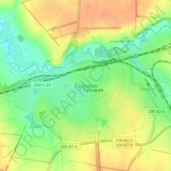 Таловая topographic map, elevation, terrain