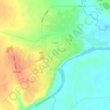 Икей topographic map, elevation, terrain