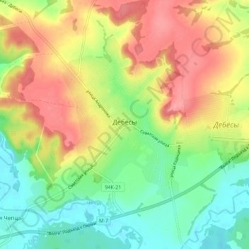 Дебёсы topographic map, elevation, terrain