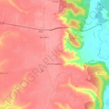 Листопадовка topographic map, elevation, terrain