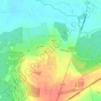 Castle Rising topographic map, elevation, terrain