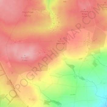 Dent Crag Ridge topographic map, elevation, terrain