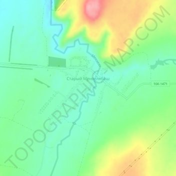 Старый Мензелябаш topographic map, elevation, terrain