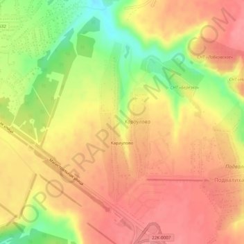 Караулово topographic map, elevation, terrain