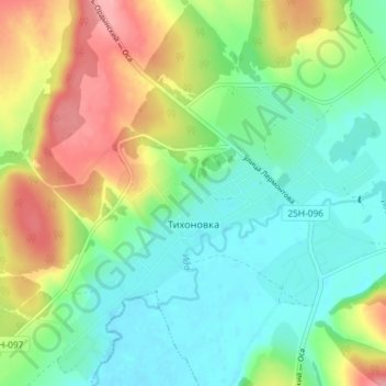 Тихоновка topographic map, elevation, terrain