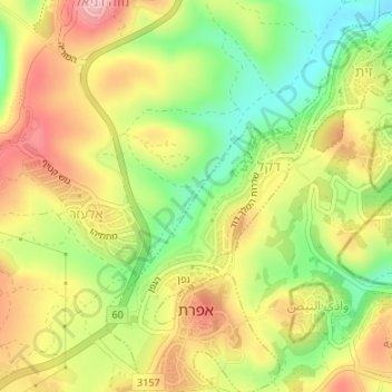 Efrat topographic map, elevation, terrain