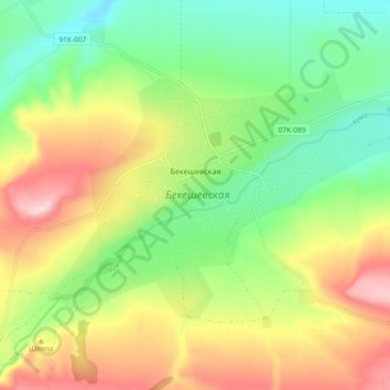 Бекешевская topographic map, elevation, terrain