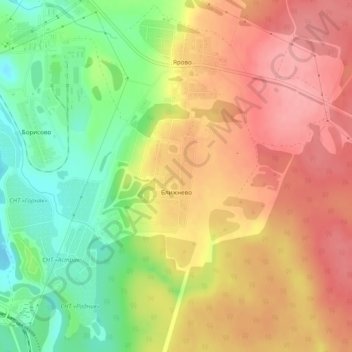 Ближнево topographic map, elevation, terrain