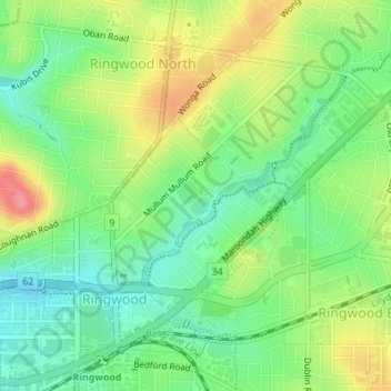 Mullum Mullum Reserve topographic map, elevation, terrain