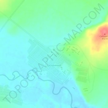 Целинный topographic map, elevation, terrain