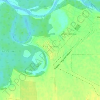 Жилгородок topographic map, elevation, terrain