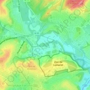 Berges du Lez - Domaine de Lavalette topographic map, elevation, terrain