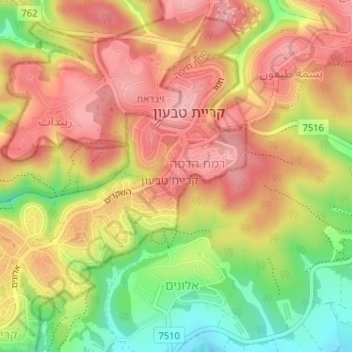 Kiryat Tivon topographic map, elevation, terrain
