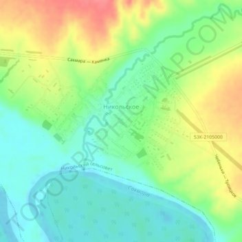 Никольское topographic map, elevation, terrain