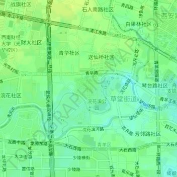 杜甫草堂 topographic map, elevation, terrain