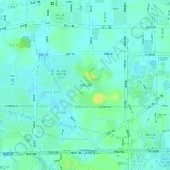 五峰公园 topographic map, elevation, terrain
