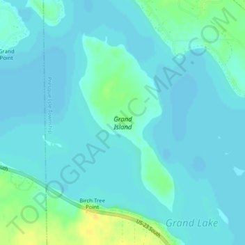 Grand Island topographic map, elevation, terrain