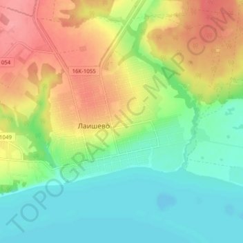 Лаишево topographic map, elevation, terrain