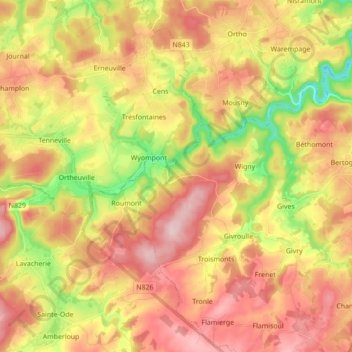 Westelijke Ourthe topographic map, elevation, terrain