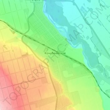Кочубеевское topographic map, elevation, terrain