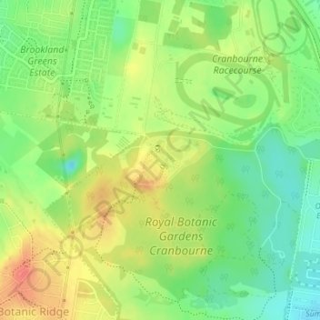 Australian Garden - Royal Botanic Gardens Cranbourne topographic map, elevation, terrain