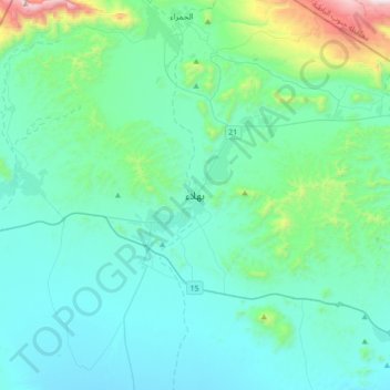 Bahla topographic map, elevation, relief