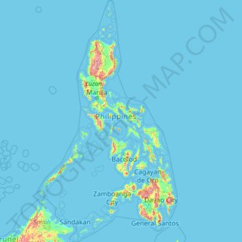 Philippines topographic map, elevation, relief