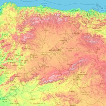 Douro River topographic map, elevation, relief